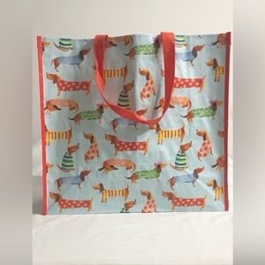 Marshall Tote  Reusable  shopping bag doggies  graphic blue.